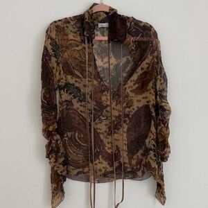 Pinko Sheer Silk Paisley Blouse